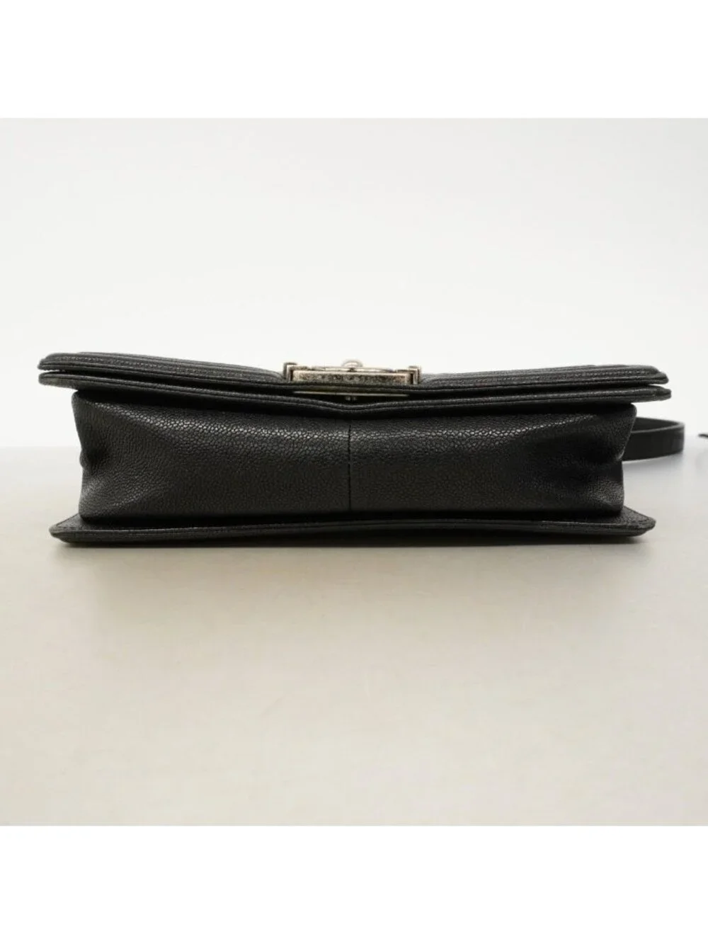 Chanel Shoulder Bag Boy Caviar Leather Black Silver